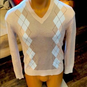 Banana Republic Argyle Cashmere/Silk VNeck Sweater